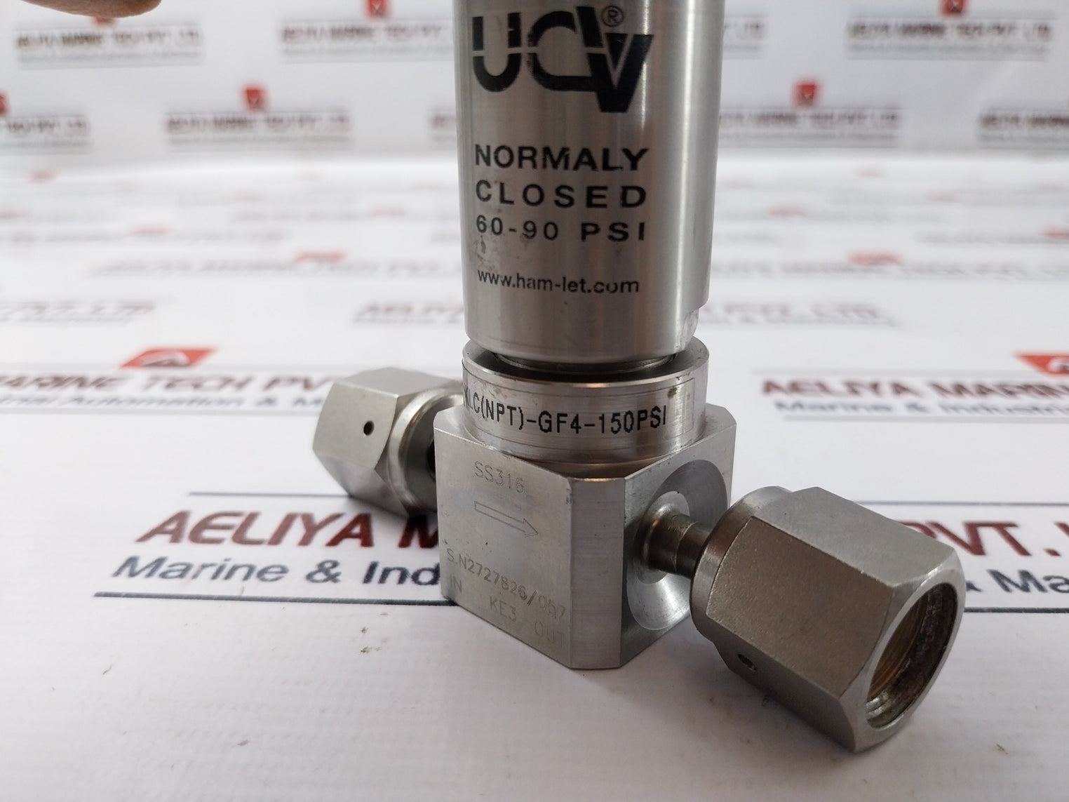 Ham-let Hm20-4Vklc(Npt)-gf4-150Psi Pneumatic Diaphram Valve 60-90 Psi