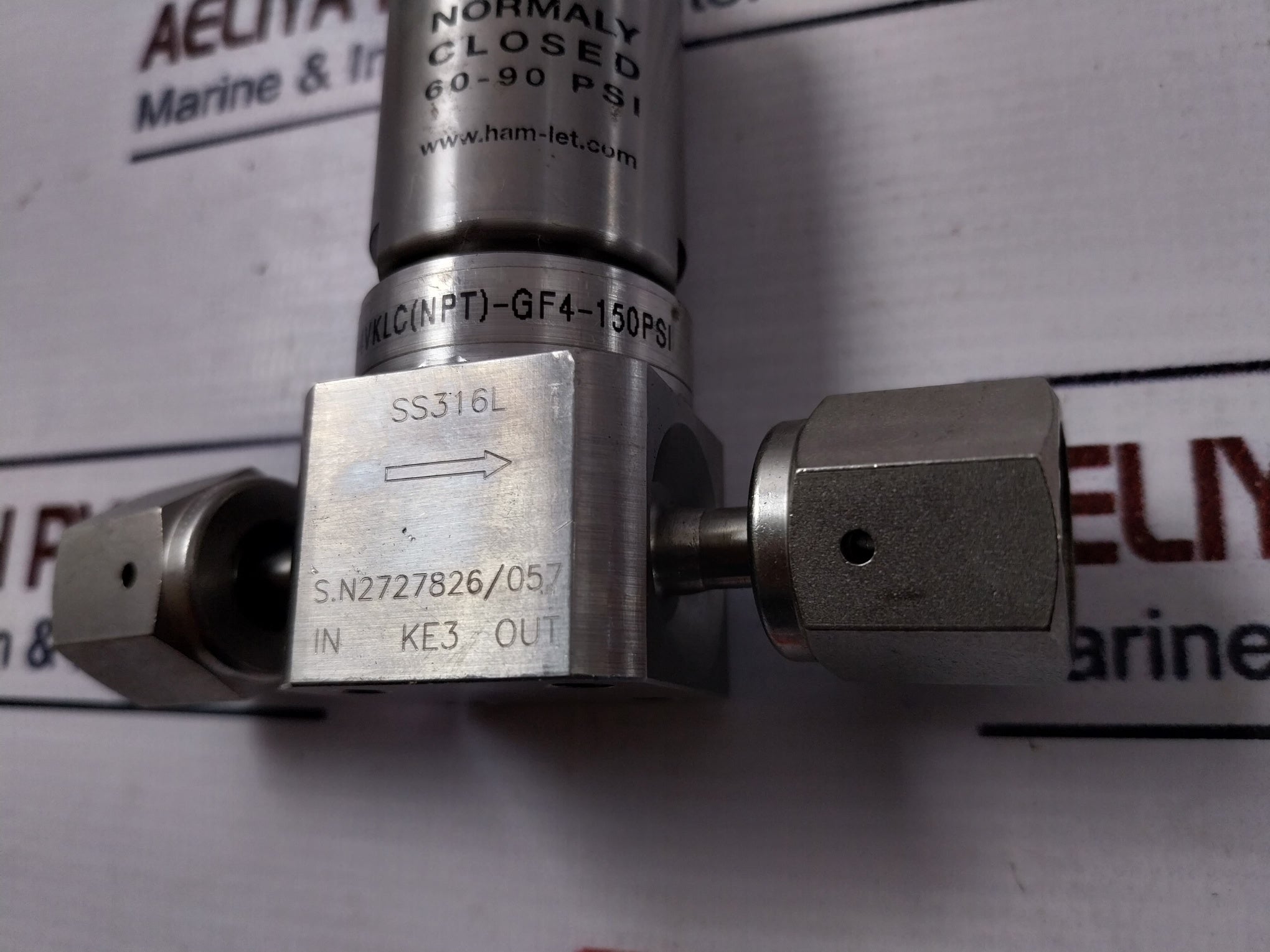 Ham-let Hm20-4Vklc(Npt)-gf4-150Psi Pneumatic Diaphram Valve 60-90 Psi
