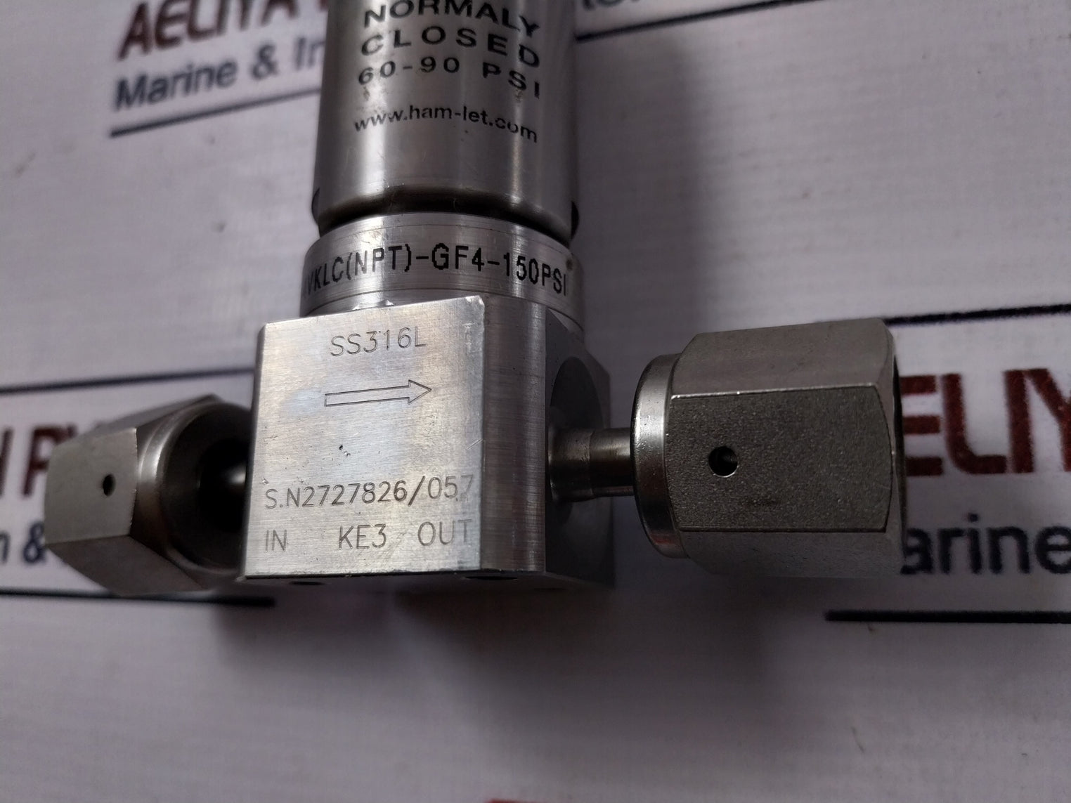 Ham-let Hm20-4Vklc(Npt)-gf4-150Psi Pneumatic Diaphram Valve 60-90 Psi