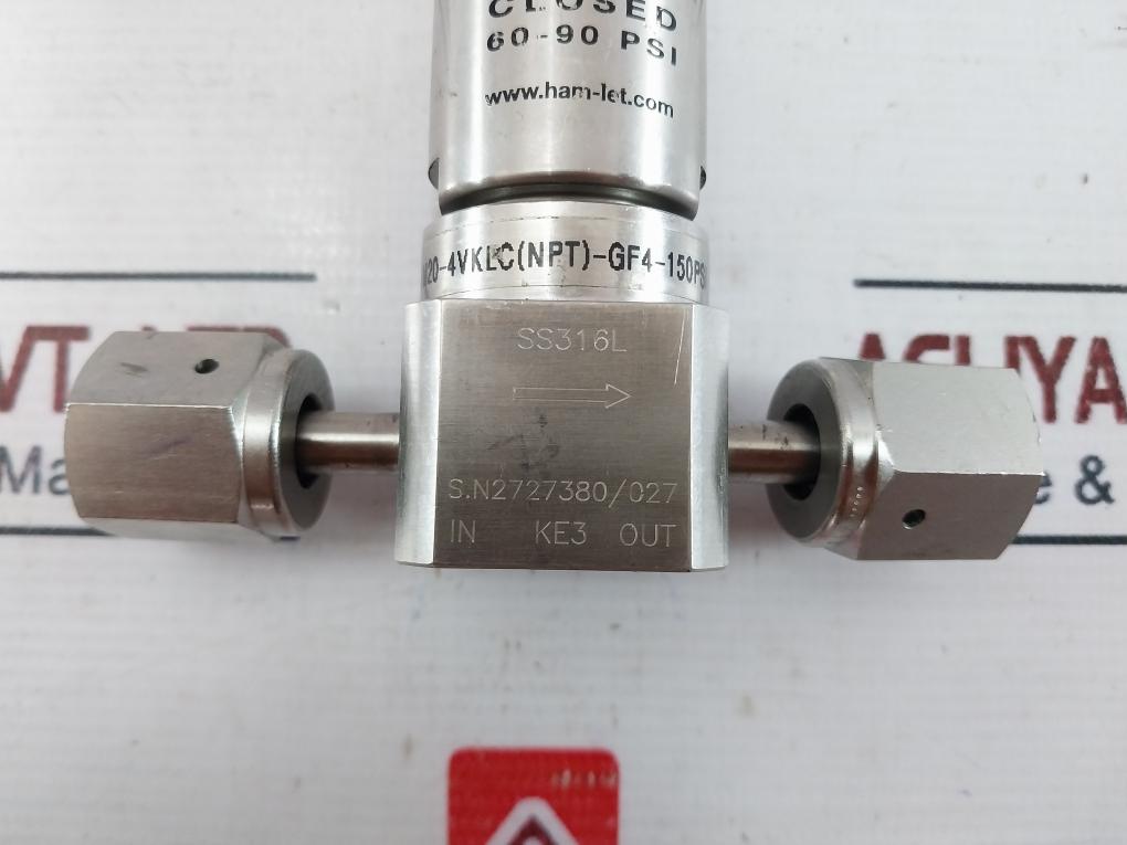 Ham-let Hm20-4Vklc(Npt)-gf4-150Psi Air Operated Valve 60-90 Psi, Hm20-4Vklc
