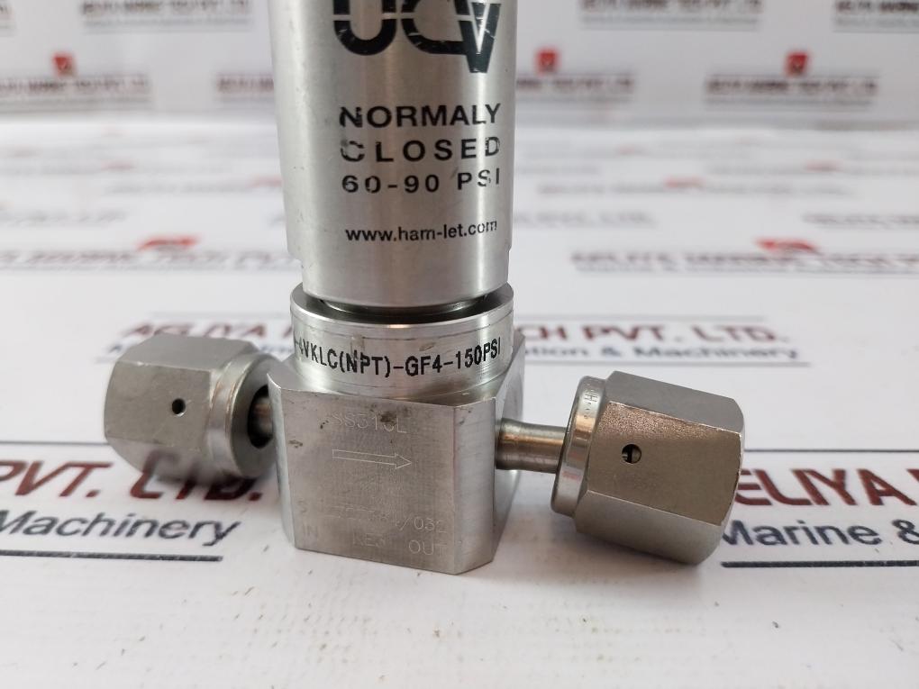 Ham-let Hm20-4Vklc(Npt)-gf4-150Psi Pneumatic Diaphram Valve 7158-n, 60-90 Psi