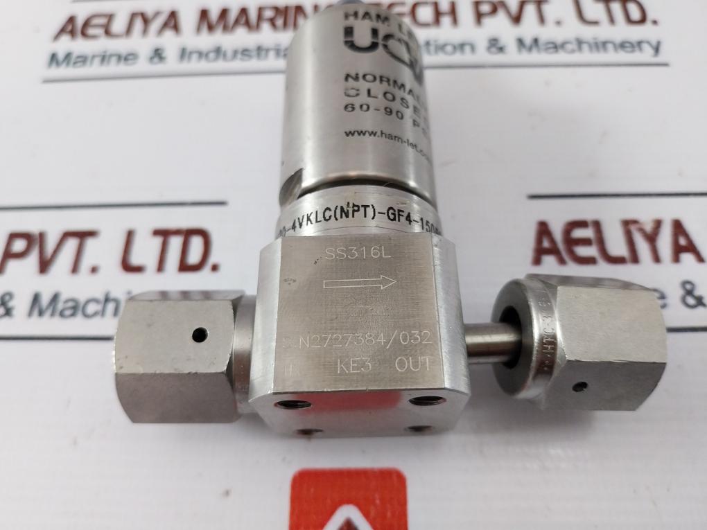 Ham-let Hm20-4Vklc(Npt)-gf4-150Psi Pneumatic Diaphram Valve 7158-n, 60-90 Psi