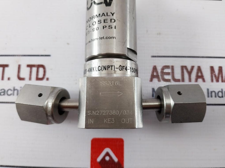 Ham-let Hm20-4Vklc(Npt)-gf4-150Psi, Ucv Pneumatic Diaphram Valve 60-90 Psi