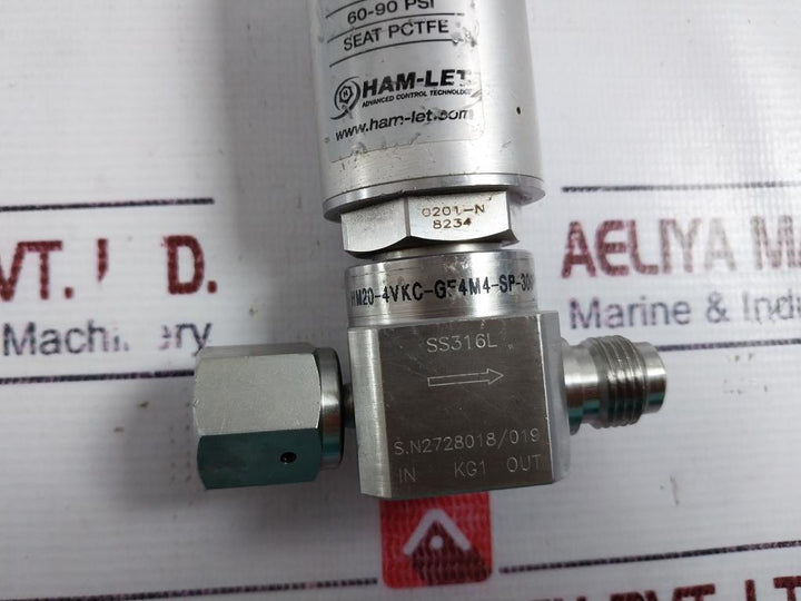 Ham-let Hm20-4Vkc-gf4M4-sp-300Psi Pneumatic Diaphragm Valve 60-90 Psi Ss316L