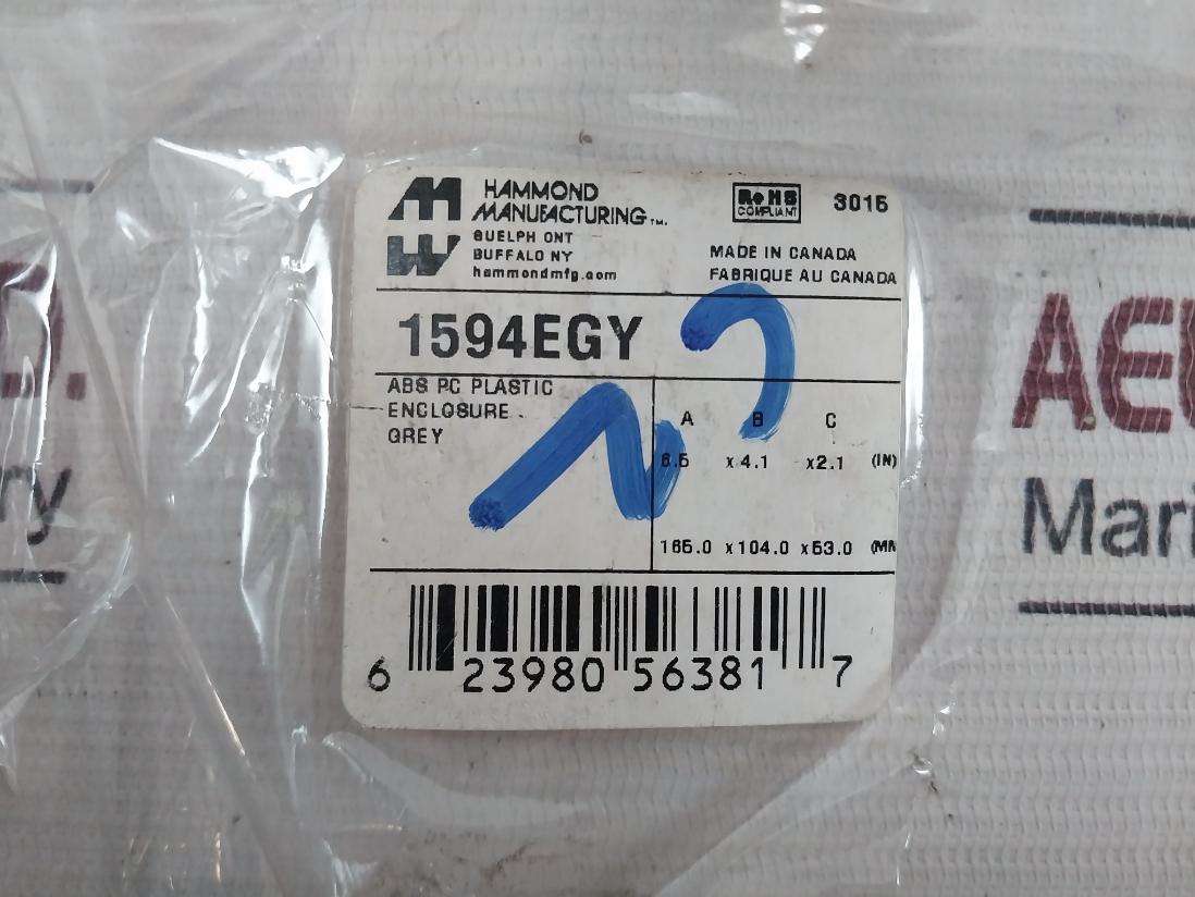 Hammond 1594Egy Grey Pc Plastic Abs Enclosure.