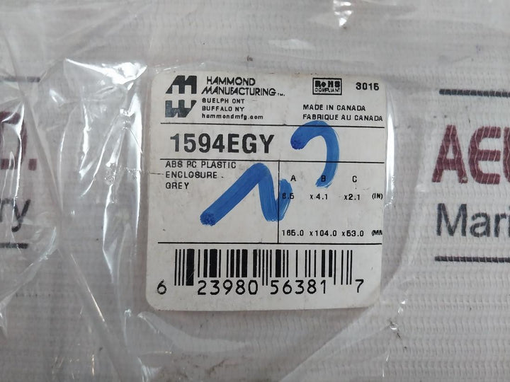 Hammond 1594Egy Grey Pc Plastic Abs Enclosure.
