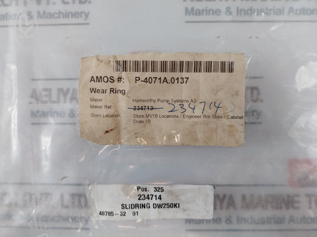 Hamworthy 234714 Wear Ring P-4071A.0137