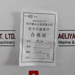 Hangzhou Guanshan Wtz-280 Pressure Indicating Thermometer With Tail 5M 150 Mm
