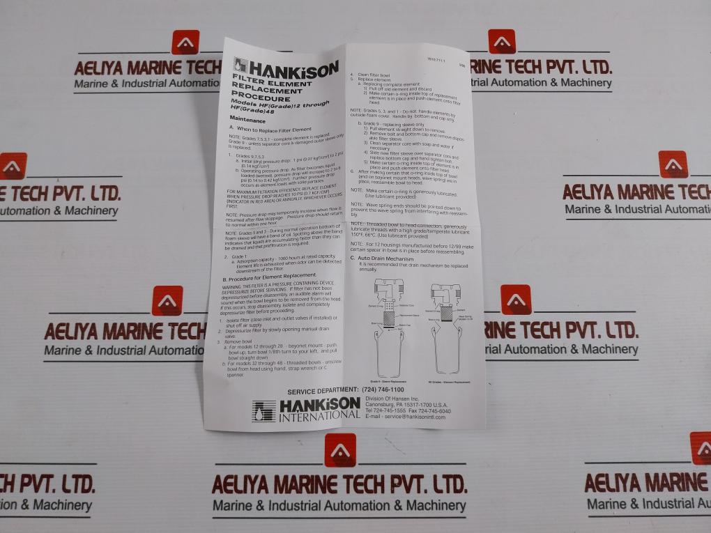 Hankison E9-28 Filter Element Hf Grade 12–48 3210857