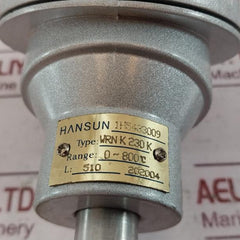 Hansun 1H5433009 Fan Distributed Flue Gas Thermocouple Wrn K 230 K 0-800 C