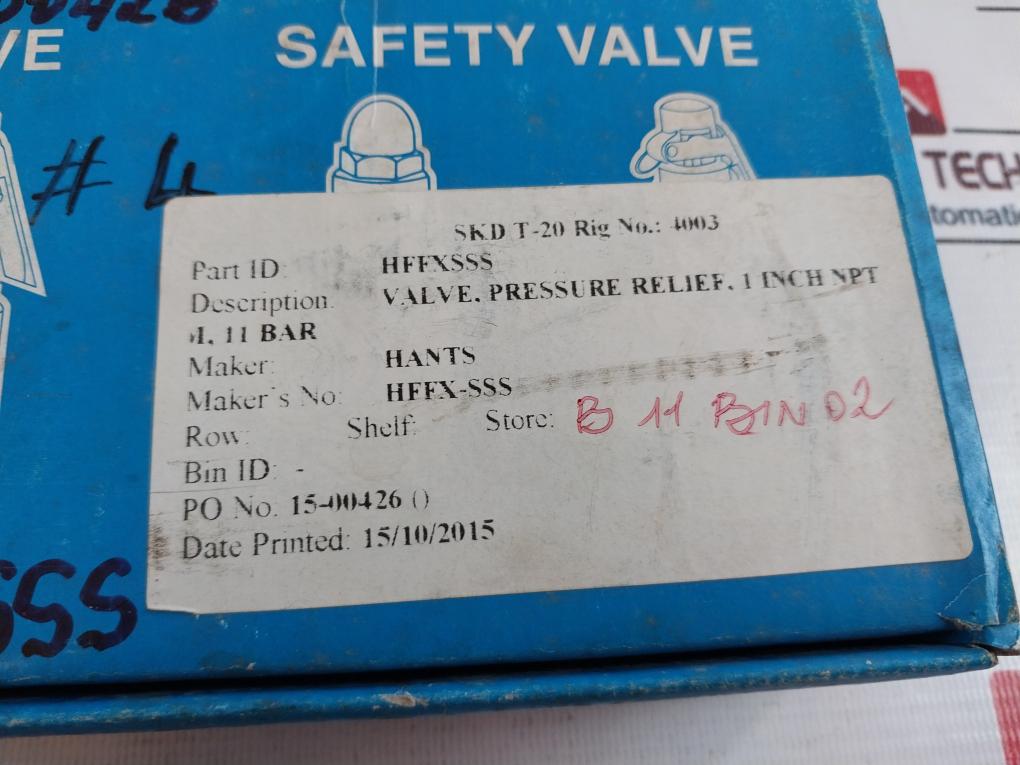 Hants L3 Pressure Safety Relief Valve 1 Inch Npt 11 Bar 20 Kg/Cm2