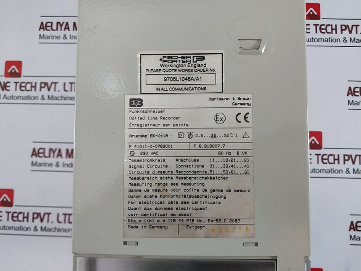 Hartmann & Braun Arucomp Ek-ex.a Dotted Line Recorder 230vac