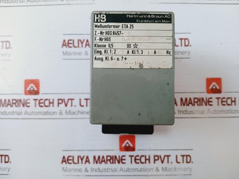 Hartmann & Braun Eta 25 Measuring Transducer Kl. 1;2 5a Kl. 1;3 1a 60hz