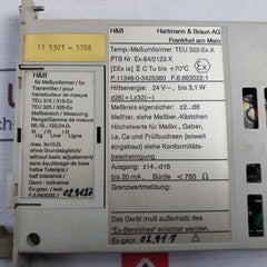 Hartmann &amp; Braun Teu325-ex Temperature Transmitter Rack 24V 4-20Ma