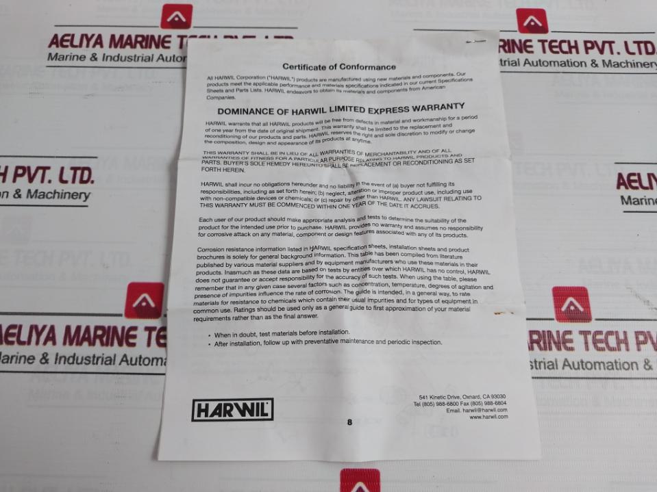 Harwil Q-5/3/2/C Fluid Flow Switch 250Vac 1/2Amp A018A