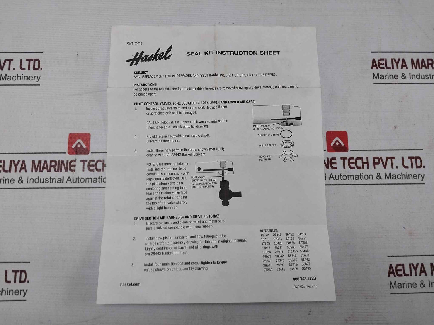 Haskel 51545-3 Air Drive Seal Kit Ski-001