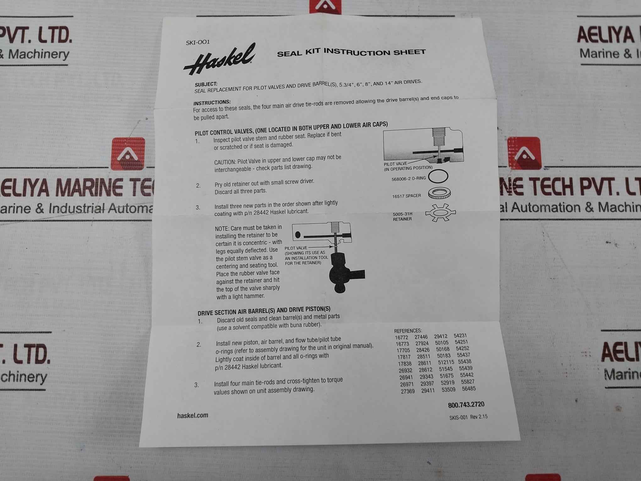 Haskel 51545-3 Air Drive Seal Kit Ski-001