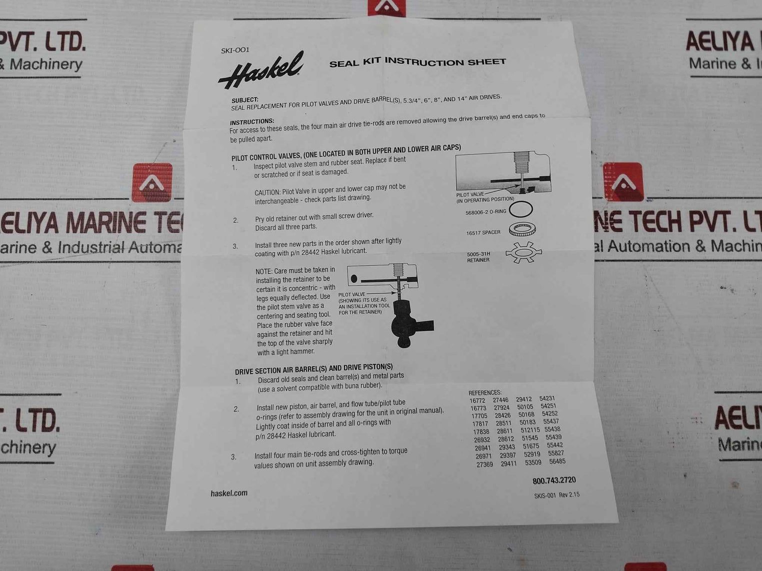 Haskel 51545-3 Air Drive Seal Kit Ski-001