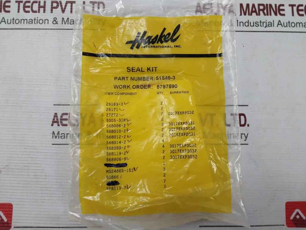 Haskel 51545-3 Seal Kit Pump Repair Part Replacement Set Ms24665-151 5005-31H