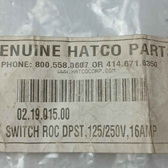 Hatco 02.19.015.00 Switch Eaton Switch Roc Dpst, 125/250V, 16Amp