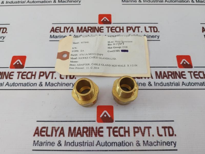 Lot of 2X Hawke 476/1A/M20/1/2NPT Cable Gland M20 Male x 1/2in Adapter