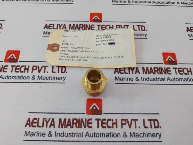 Lot of 2X Hawke 476/1A/M20/1/2NPT Cable Gland M20 Male x 1/2in Adapter