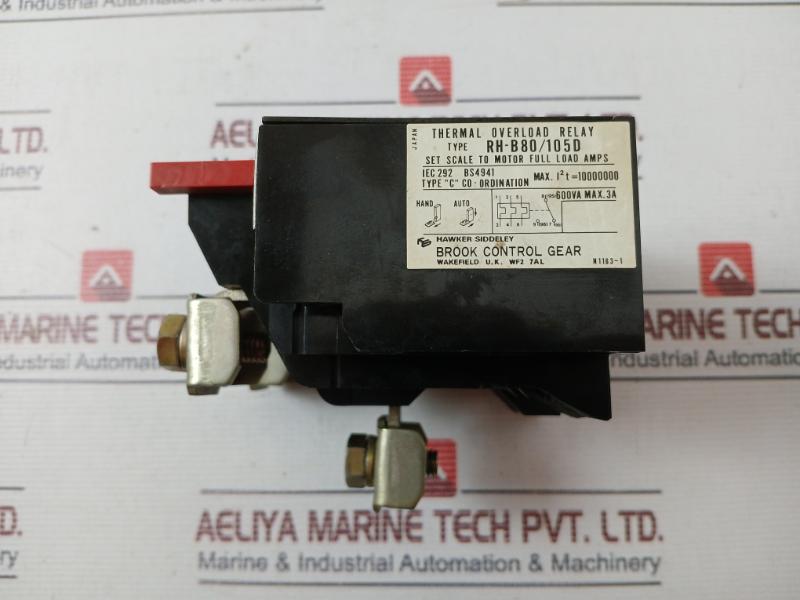 Hawker Siddeley/Brook Control Gear Rh-b80/105D Thermal Overload Relay 600Va 3A