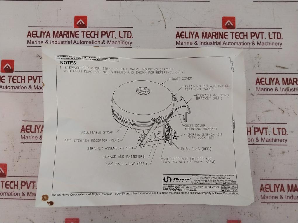 Haws 9102 Stainless Steel Dust Cover 0002080227.D Rev. 3