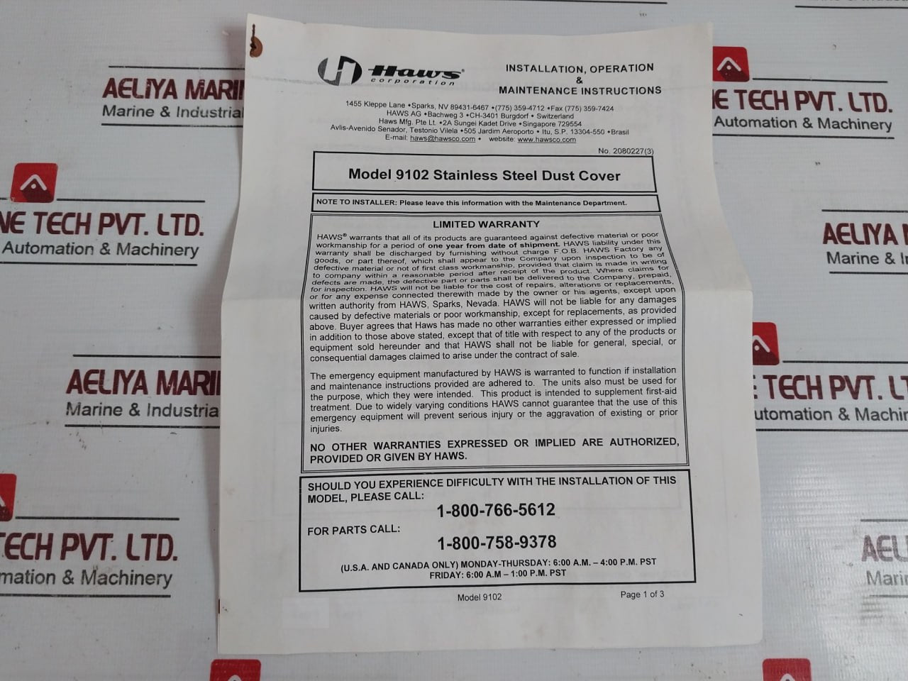 Haws 9102 Stainless Steel Dust Cover 64-254Mm