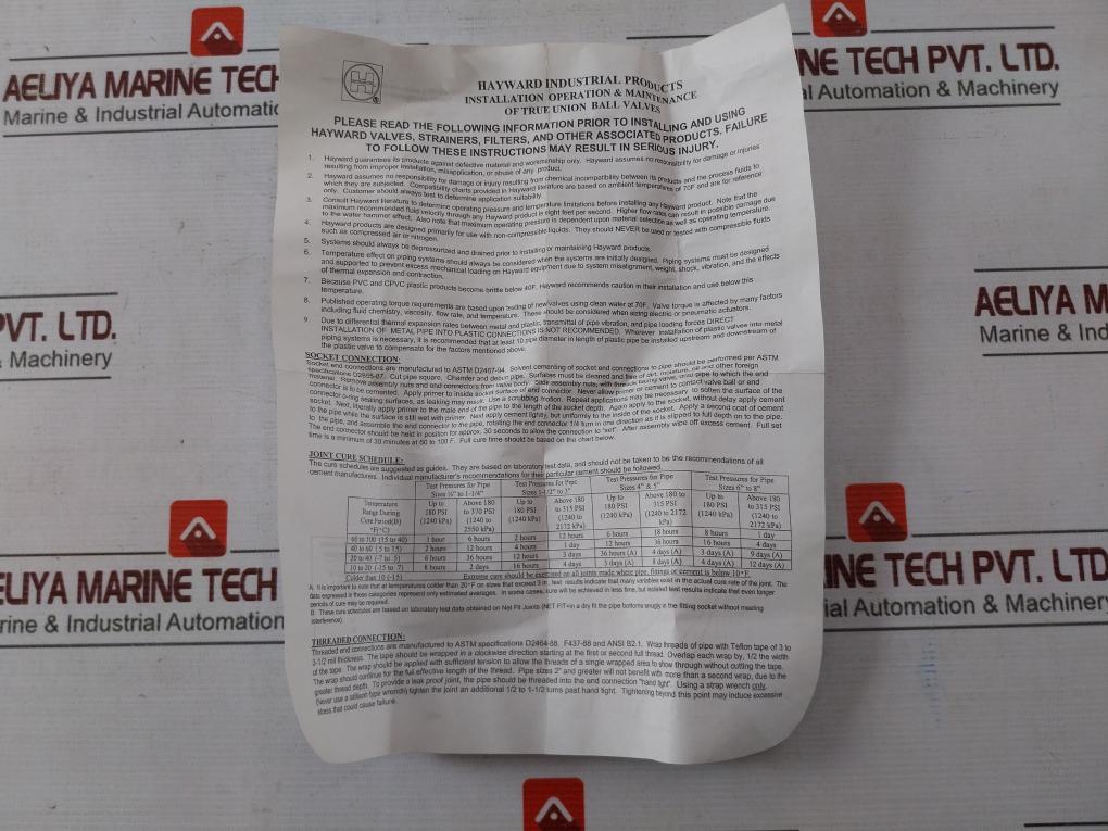 Hayward Tbx1002 True Union Ball Valve Nsf/Ansi61 94-12Mx-241