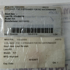Hayward Ys00200S 2" Clear Pvc Y Strainer Clembar11