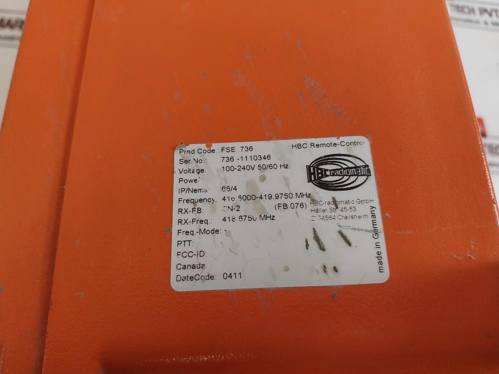 Hbc-radiomatic Fse 736 Crane Radio Hbc Remote Control 50/60Hz