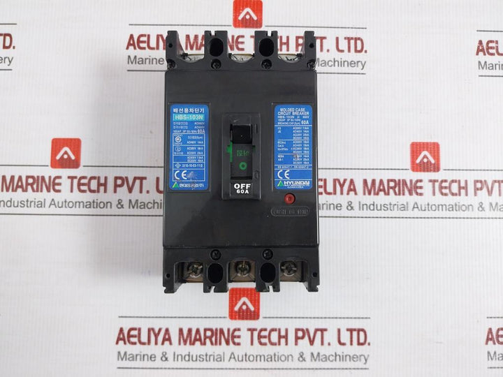 Hbs-103N Molded Case Circuit Breaker 100Af 3P 50/60Hz Hyundai
