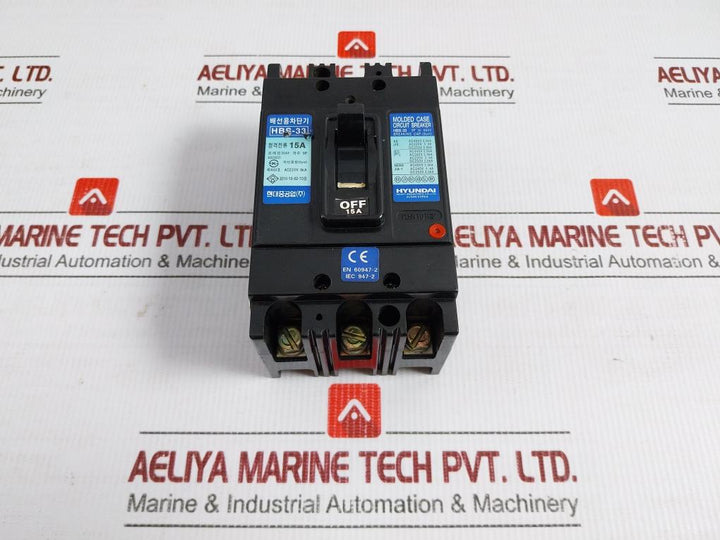 Hbs-33 Hyundai 3-pole Molded Case Circuit Breaker 15A 660V