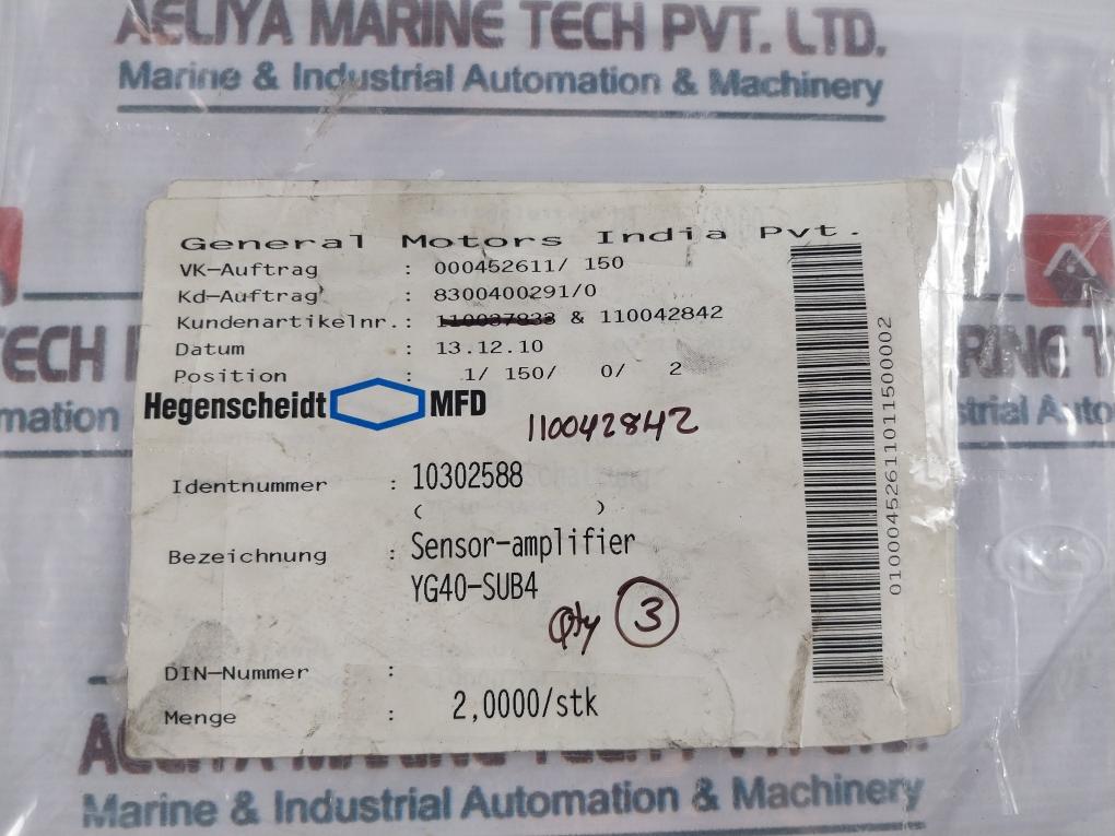 Hegenscheidt Mfd YG40-SUB4 Sensor-Amplifier PCB Board