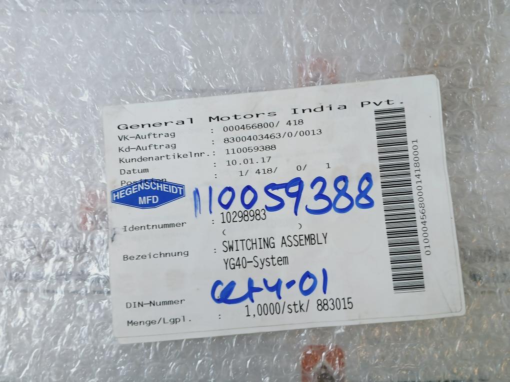 Hegenscheidt MFD YG40 Switching Assembly PCB Board