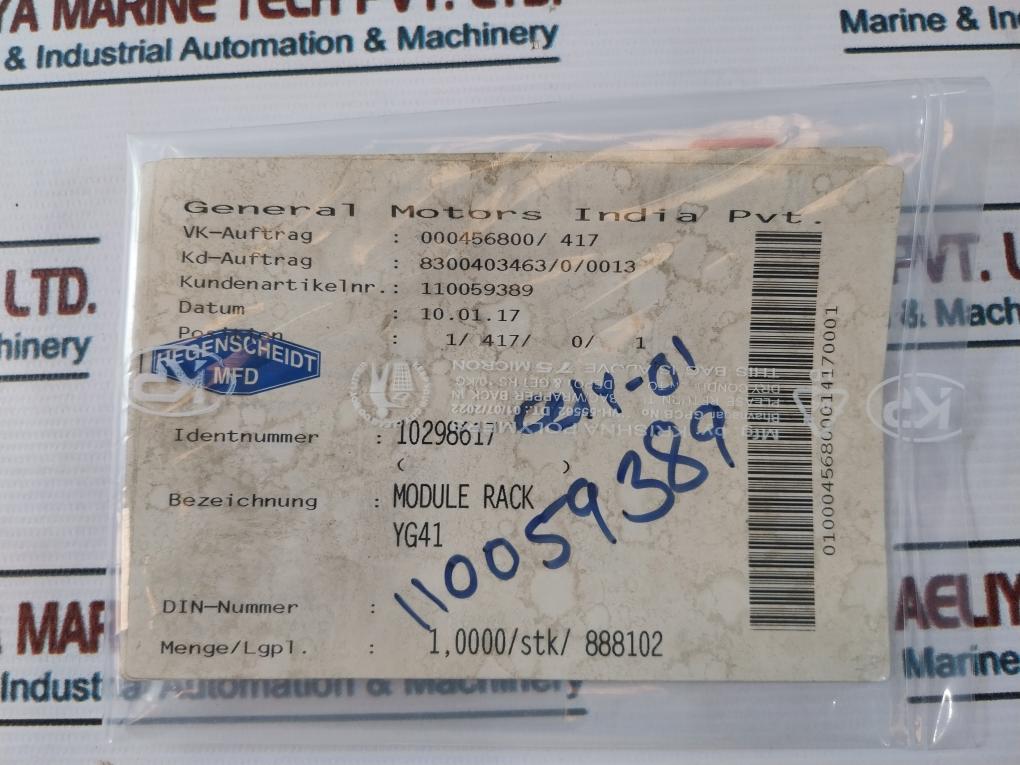 Hegenscheidt Mfd YG41 Module Rack with Backpanel