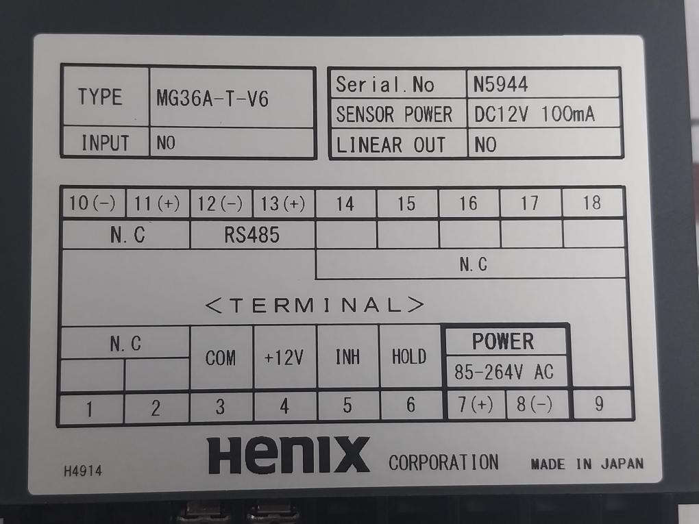 Henix Mg36A-t-v6 Digital Panel Meter 85-264V Ac