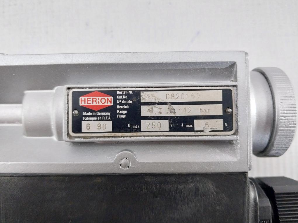 Herion 0820167 Adjustable Pressure Switch 250V 6A 0.2-12 Bar