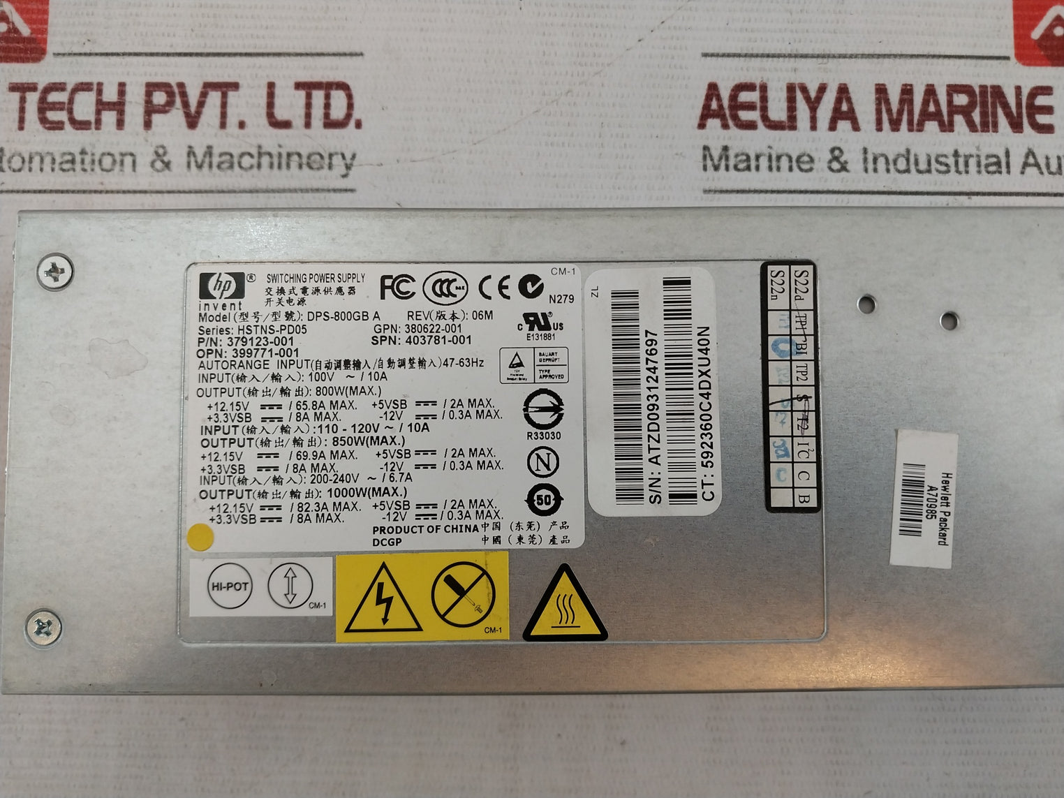 Hewlett Packard Hstns-2116 Dps-800Gb A Switching Power Supply 800W 100-240V