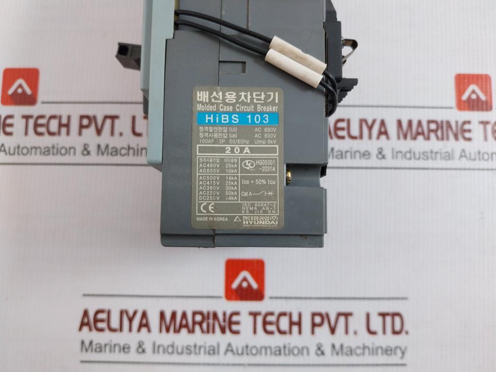 Hibs 103 Hyundai 20A Ac 690V Molded Case Circuit Breaker