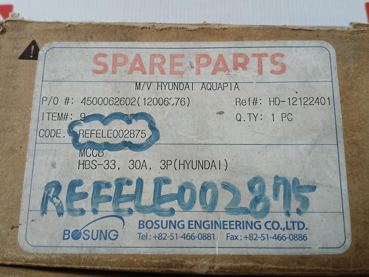 Hibs 33 Molded Case Circuit Breaker Hyundai Ac220/240V 50/60Hz