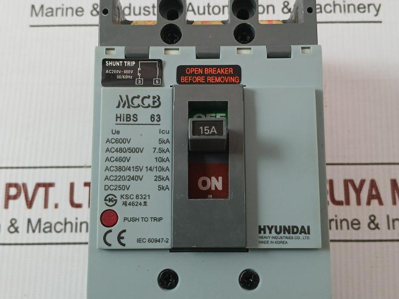 Hibs 63 Molded Case Circuit Breaker Ac200V-480V 50/60Hz Hyundai