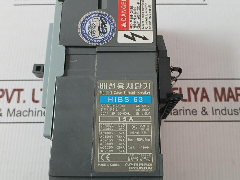 Hibs 63 Molded Case Circuit Breaker Ac200V-480V 50/60Hz Hyundai