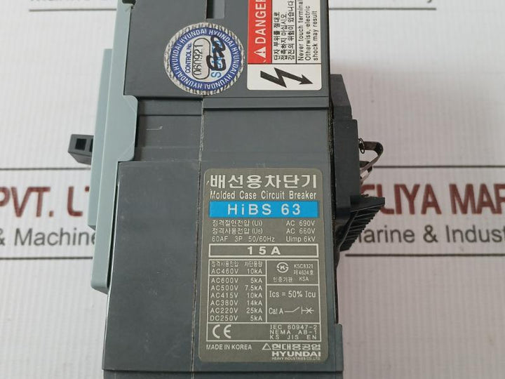 Hibs 63 Molded Case Circuit Breaker Ac200V-480V 50/60Hz Hyundai