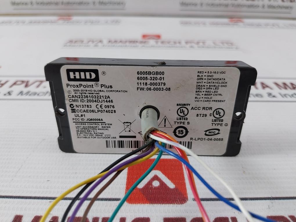 Hid 6005Bgb00 Plus Proximity Reader Rev.D.1. Jq60006A 5.0-16.0Vdc