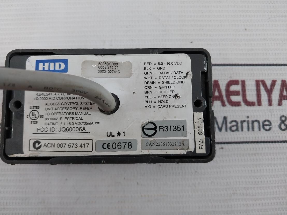 Hid 6005Bgb00 Proxpoint Plus Proximity Reader Fcc Id: Jq60006A 6005-310-21