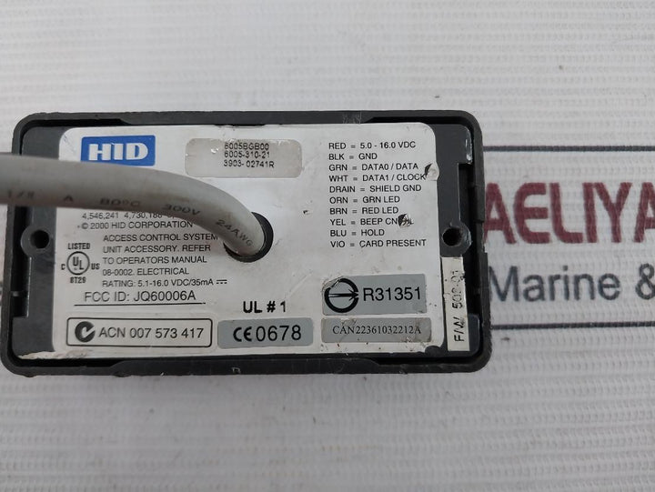 Hid 6005Bgb00 Proxpoint Plus Proximity Reader Fcc Id: Jq60006A 6005-310-21