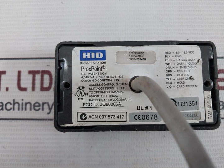 Hid 6005Bgb00 Proxpoint Plus Proximity Reader Fcc Id: Jq60006A 6005-310-21