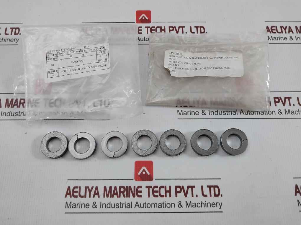High Pressure And Temperature Valve Gland Packing Set Mitsumoto Valve (1 Set =7 Pcs)